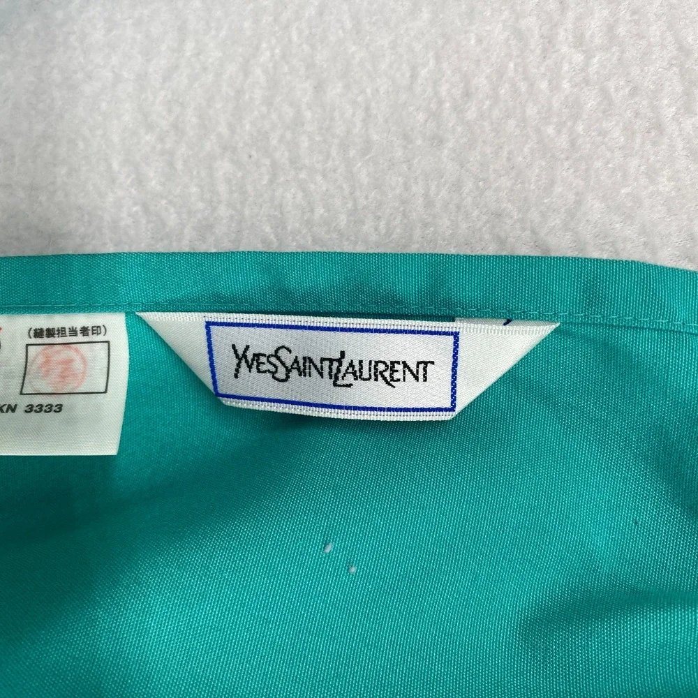 YVES SAINT LAURENT Waist Apron Womens OS Tie Waist Cotton Blend Green Japan VTG